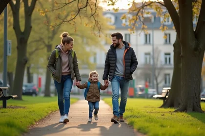 Famille dans un parc parisien en famille printemps
