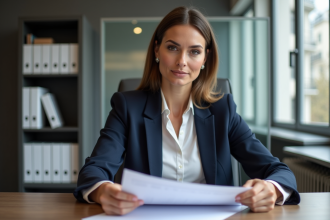 Femme d affaires française en bureau moderne