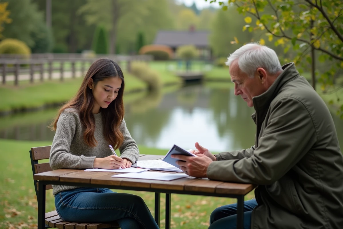 Jeune femme remplissant un formulaire près d