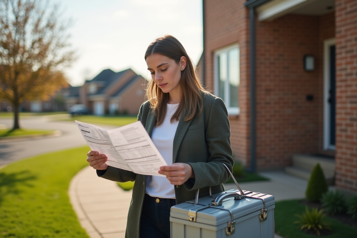 Jeune femme regarde une avis d