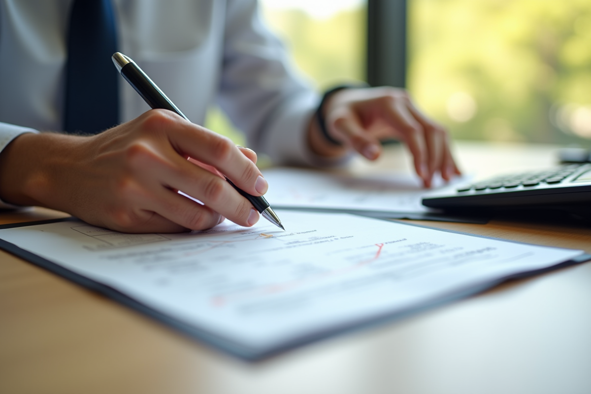 Personne remplissant des papiers d'assurance au bureau