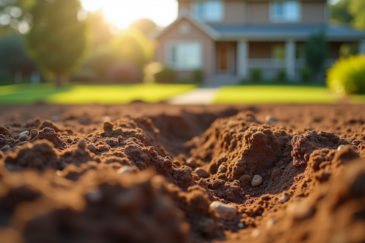 Sol sec avec fissure dans le jardin en arrière-plan